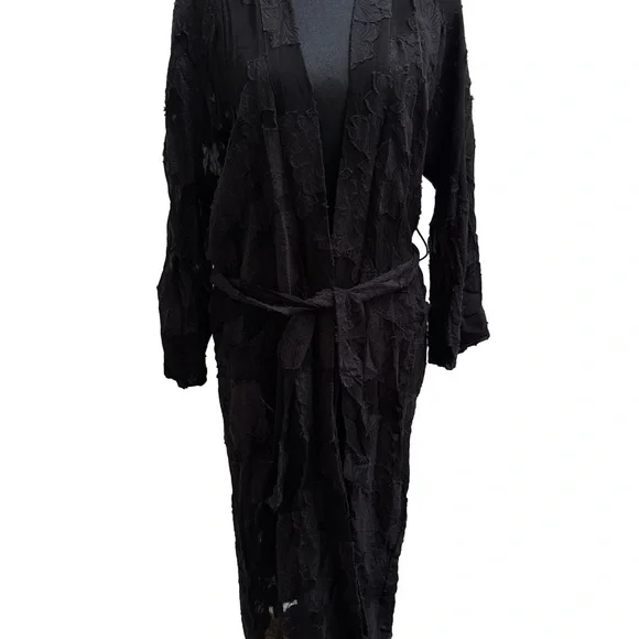 Aritzia Wilfred Black Durante Robe Sheer Floral duster - Picture 10 of 14